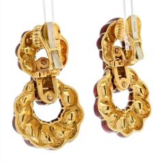 David Webb David Webb Platinum 18K Yellow Gold Red Enamel Door Knockers Earrings - 4245642