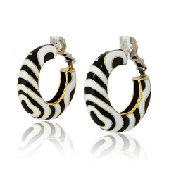 David Webb David Webb Platinum 18K Yellow Gold Zebra Hoop Earrings - 3950199