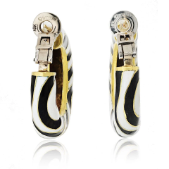 David Webb David Webb Platinum 18K Yellow Gold Zebra Hoop Earrings - 3950201