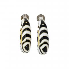 David Webb David Webb Platinum 18K Yellow Gold Zebra Hoop Earrings - 3952247