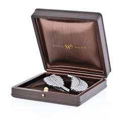 David Webb David Webb Platinum 40 Carat Diamond Feather Set Of Two Brooch - 3843450