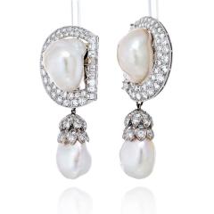 David Webb David Webb Platinum 9 92 cttw Diamond And Pearl Day To Night Earrings - 4290046