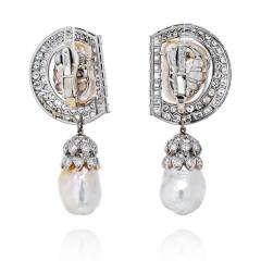 David Webb David Webb Platinum 9 92 cttw Diamond And Pearl Day To Night Earrings - 4290048