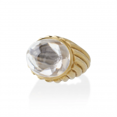 David Webb David Webb Rock Crystal and Hammered Gold Bomb Ring - 2732382