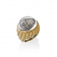 David Webb David Webb Rock Crystal and Hammered Gold Bomb Ring - 2732384