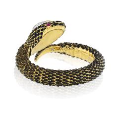 David Webb David Webb Snake Green Emerald Cabochon Bracelet - 1673246