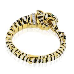 David Webb David Webb Tiger Head Black And White Enamel Diamond Bracelet - 1673340