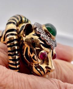 David Webb David Webb Tiger ring Ruby eyes Emerald Head - 3598771