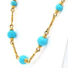 David Webb David Webb Turquoise 18K Yellow Gold Link Chain Necklace - 4642064