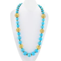 David Webb David Webb Turquoise Large Bead Strand Necklace - 1683187