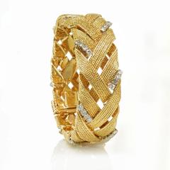 David Webb David Webb Vintage Woven Gold with Diamonds Bracelet - 1674928