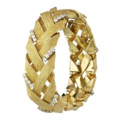 David Webb David Webb Vintage Woven Gold with Diamonds Bracelet - 1674930