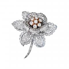 David Webb FLOWER PLATINUM 18K YELLOW GOLD 12 50 CARATS ENTEREMBLANT DIAMOND BROOCH - 1768576