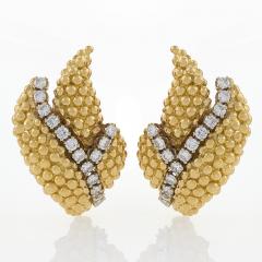 David Webb Mid 20th Century Diamond and Gold Earrings - 114538