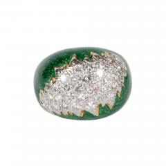 David Webb Mid Century David Webb Enamel Diamond Gold and Platinum Ring - 1618044