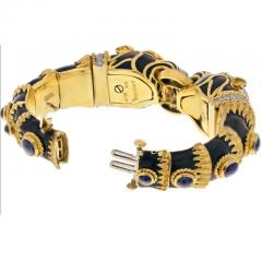 David Webb PLATINUM 14K YELLOW GOLD DOUBLE LION BLACK ENAMEL SAPPHIRE EYES DIAMONDS - 3207875