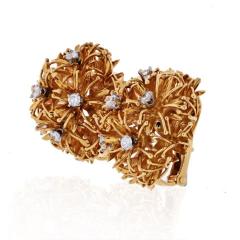 David Webb PLATINUM 18K YELLOW GOLD 1 25 CARAT DIAMOND FLOWER BURST CLIP EARRINGS - 1786227