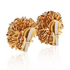 David Webb PLATINUM 18K YELLOW GOLD 1 25 CARAT DIAMOND FLOWER BURST CLIP EARRINGS - 1786228