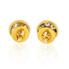 David Webb PLATINUM 18K YELLOW GOLD 1 50 CARAT ROUND CUT DIAMOND CLUSTER STUD EARRINGS - 1809409