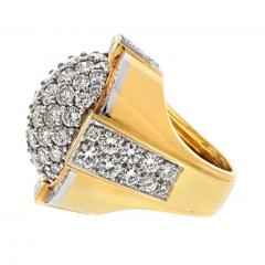 David Webb PLATINUM 18K YELLOW GOLD 12 00CTTS ROUND DIAMOND CLUSTER COCKTAIL RING - 3164465