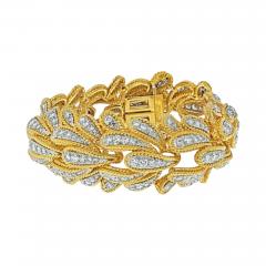 David Webb PLATINUM 18K YELLOW GOLD 15 00CTTW BOMBE DIAMOND LEAF MOTIF BRACELET - 3116885