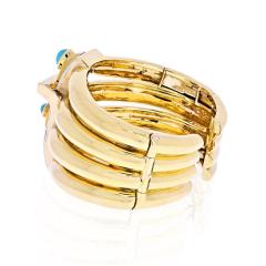 David Webb PLATINUM 18K YELLOW GOLD 1960S DIAMOND RUBY AND TURQUOISE BANGLE BRACELET - 1902623