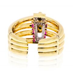 David Webb PLATINUM 18K YELLOW GOLD 1960S DIAMOND RUBY AND TURQUOISE BANGLE BRACELET - 1902624