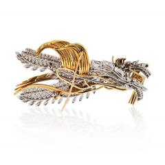 David Webb PLATINUM 18K YELLOW GOLD 20 00 CARATS DIAMOND DOUBLE CLIP CONVERTABLE BROOCH - 1767621