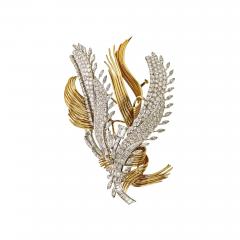 David Webb PLATINUM 18K YELLOW GOLD 20 00 CARATS DIAMOND DOUBLE CLIP CONVERTABLE BROOCH - 1768580