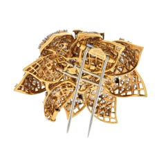 David Webb PLATINUM 18K YELLOW GOLD 25CTW DIAMOND FLOWER INTERCHANGEABLE CENTER BROOCH - 3356989