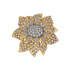 David Webb PLATINUM 18K YELLOW GOLD 25CTW DIAMOND FLOWER INTERCHANGEABLE CENTER BROOCH - 3359630