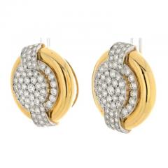 David Webb PLATINUM 18K YELLOW GOLD 6 00CTTW DIAMOND ROUND SHAPED CLIP ON EARRINGS - 3049498