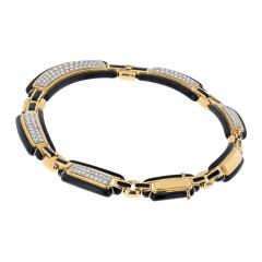 David Webb PLATINUM 18K YELLOW GOLD BLACK ENAMEL DIAMOND COLLAR 9 00CTTW NECKLACE - 3223483