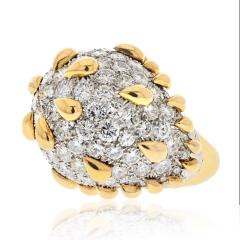David Webb PLATINUM 18K YELLOW GOLD BOMBE DIAMOND CLUSTER GOLD TEAR DROP DEATAILS RING - 3078219