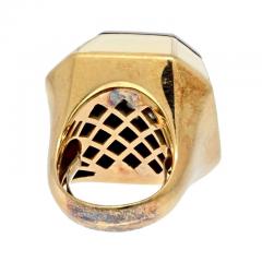 David Webb PLATINUM 18K YELLOW GOLD DIAMOND OCTAGON CLUSTER COCKTAIL CREAM ENAMEL RING - 3226501