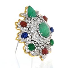 David Webb PLATINUM 18K YELLOW GOLD DIAMONDS RUBIES EMERALDS AND SAPPHIRES HERALDIC - 1755834