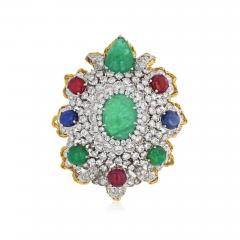 David Webb PLATINUM 18K YELLOW GOLD DIAMONDS RUBIES EMERALDS AND SAPPHIRES HERALDIC - 1770983