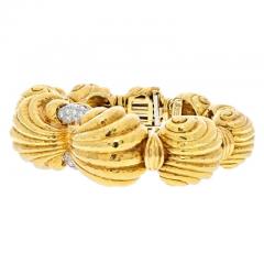 David Webb PLATINUM 18K YELLOW GOLD ESCARGOT FLUTED ROUND GOLD LINK BRACELET - 2886324