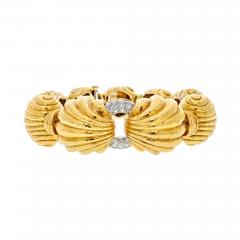 David Webb PLATINUM 18K YELLOW GOLD ESCARGOT FLUTED ROUND GOLD LINK BRACELET - 2890794