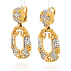 David Webb PLATINUM 18K YELLOW GOLD GEOMETRIC ANCIENT WORLD DOOR KNOCKER EARRINGS - 2270213