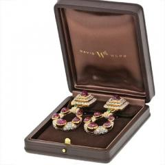 David Webb PLATINUM 18K YELLOW GOLD STUNNING DIAMOND RUBY DOOR KNOCKERS EARRINGS - 2227864