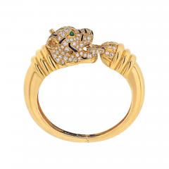 David Webb PLATINUM 18K YELLOW GOLD TIGER DIAMOND AND ENAMEL ANIMAL BANGLE BRACELET - 3494433