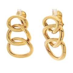 David Webb PLATINUM 18K YELLOW GOLD TRIPLE OVAL LAYERED HOOP STYLE CLIP ON EARRINGS - 3101288