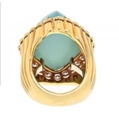 David Webb PLATINUM 18K YELLOW GOLD TURQUOISE AND DIAMOND 3 30CTTW RIGHT HAND RING - 3293372