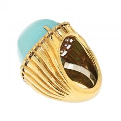 David Webb PLATINUM 18K YELLOW GOLD TURQUOISE AND DIAMOND 3 30CTTW RIGHT HAND RING - 3293375