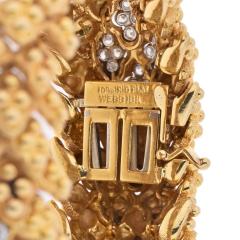 David Webb PLATINUM 18K YELLOW GOLD WARTY TEXTURED DIAMOND SECTIONS WIDE BRACELET - 2316720