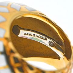 David Webb PLATINUM 18K YELLOW GOLD WHITE ENAMEL CHECKERBOARD PATTERN BOMBE RING - 2996983