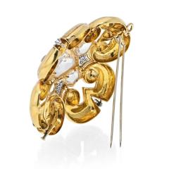 David Webb PLATINUM 18K YG ROCK CRYSTAL LARGE MALTESE CROSS SCROLL PENDANT BROOCH - 2562799