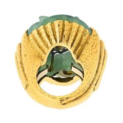 David Webb Platinum 18K Yellow Gold Carved Panther Jade And Diamond Statement Ring - 3958016