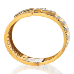 David Webb Platinum 18K Yellow Gold Stripe Black Enamel Diamond Zig Zag Bracelet - 4002861